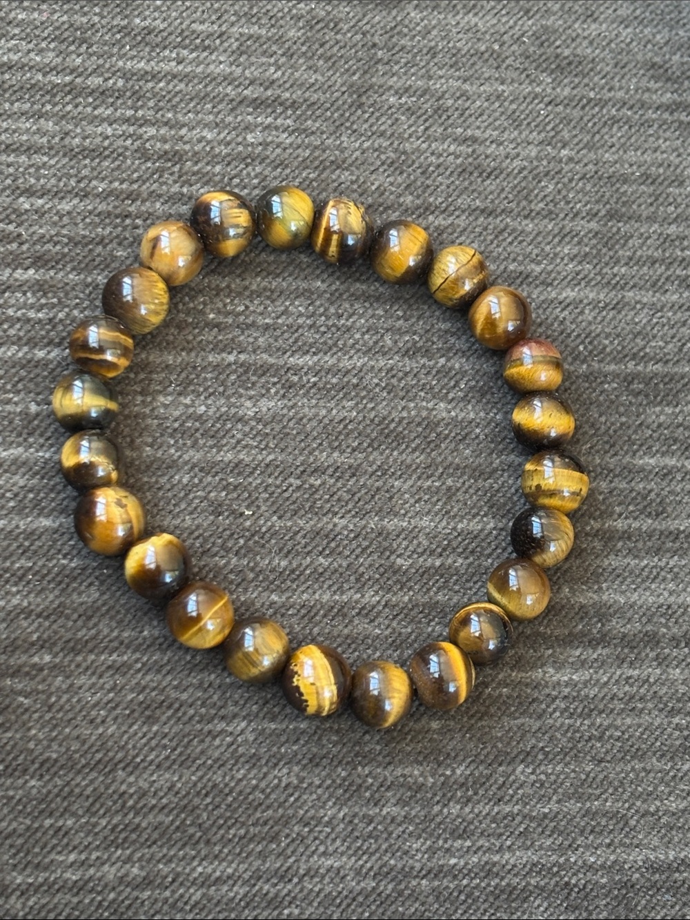 Real TIGER TIGER’S EYE TIGEREYE Bead Bracelet stretch/elastic) Fine Jewelry 6-8”
